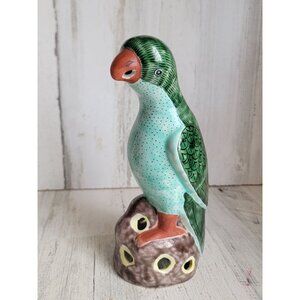 Vintage green bird parrot home‎ decor statue unique